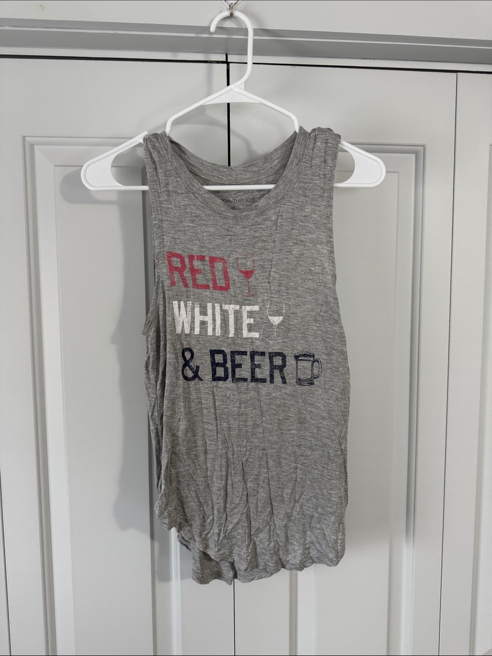 Grayson Threads Grey Tank Top with Red, White & Navy Graphic